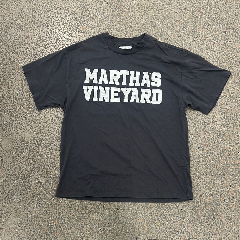 Black Short Sleeve Tee with Collegiate Print